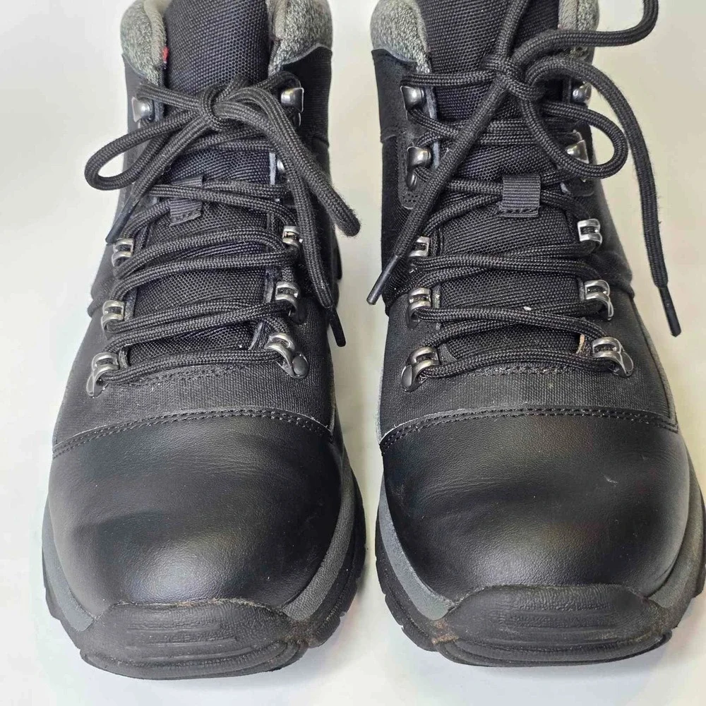 All In Motion Men's Winter Boots Size 7 Black Leather Fabric Ankle Shoes